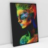 Quadro Decorativo Mulher Colors em Tela Canvas Tacolado Moldura Flutuante 4,5cm Preta 80 X 120cm - 1
