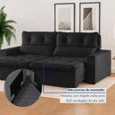 Ver imagem 7 de Sofá Retrátil e Reclinável 3 Lugares Suede Capitonê Beny 200cm Preto