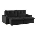 Ver imagem 2 de Sofá Retrátil e Reclinável 3 Lugares Suede Capitonê Beny 200cm Preto