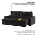 Ver mais imagens de Sofá Retrátil e Reclinável 3 Lugares Suede Capitonê Beny 200cm Preto