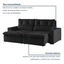 Ver imagem 4 de Sofá Retrátil e Reclinável 3 Lugares Suede Capitonê Beny 200cm Preto