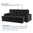 Ver imagem 5 de Sofá Retrátil e Reclinável 3 Lugares Suede Capitonê Beny 200cm Preto