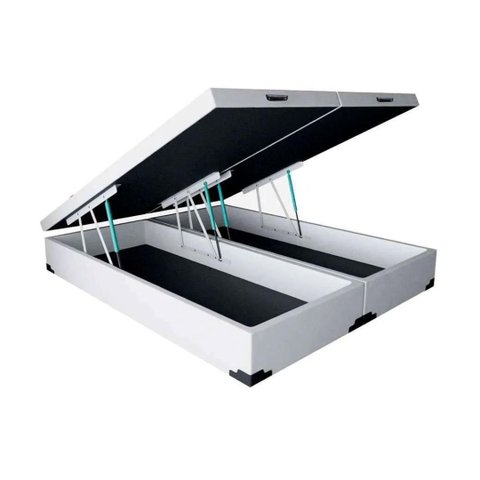 Box Baú Bipartido King 1,93x2,03 Conceito Branco - Corino