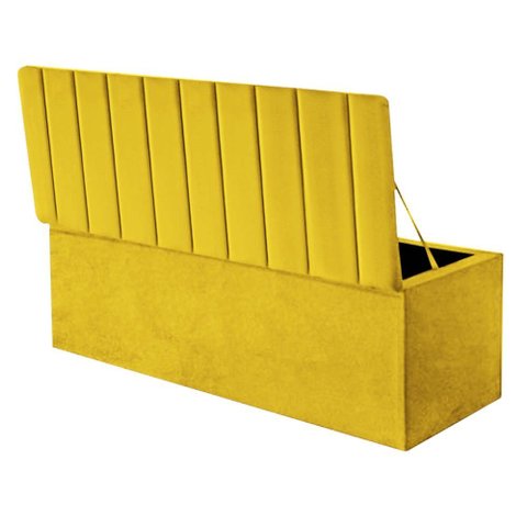 Calçadeira Baú Recamier Estofada Cama de Casal 140cm Carla Suede Amarelo- Mabe Magazine