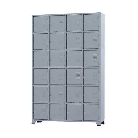 Armário Roupeiro de Aço 24 Portas para Vestiário Academia Locker Cinza com Chave