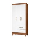 Ver imagem 1 de Guarda Roupa Solteiro Quarto Pequeno 3 Portas 2 Gavetas Lima Naturale com Branco