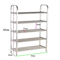 Sapateira Prateleira Inox 5 Andares Calçado Sandalia Tenis Rack Orgnizaçao Casa Hall de Entrada Rece - 6