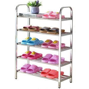 Sapateira Prateleira Inox 5 Andares Calçado Sandalia Tenis Rack Orgnizaçao Casa Hall de Entrada Rece