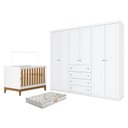 Ver imagem 1 de Berço Americano Flip Branco Acetinado Savana Reller e Guarda Roupa Casal Americano 6 Portas Branco H