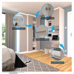 Quarto Home Office com Guarda Roupas e Bancada de Estudos Alpes Luciane Móveis - 5