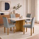Ver imagem 1 de Conjunto de Mesa de Jantar 4 Lugares Carol com Tampo de Vidro Cinamomo e Off White