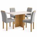Ver imagem 2 de Conjunto de Mesa de Jantar 4 Lugares Carol com Tampo de Vidro Cinamomo e Off White