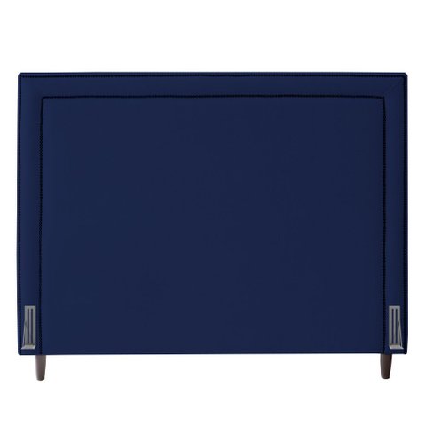 Cabeceira Cama Box Casal Queen Size Maísa 160cm Com Frame Veludo Azul Escuro - Desk Design
