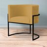 Poltrona Decorativa Sala Estar Recepção Escritório Luana Base Preta Veludo Mostarda - Montanaris - 3