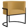 Poltrona Decorativa Sala Estar Recepção Escritório Luana Base Preta Veludo Mostarda - Montanaris - 1