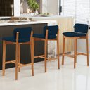 Ver imagem 2 de Kit 05 Banquetas Alta para Cozinha Sala de Jantar Bar Dara L02 Suede Azul Marinho - Lyam Decor