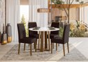 Ver imagem 1 de Conjunto Mesa Isabela 120cm com 4 Cadeiras Isis - Imbuia / Off White / Amêndoa / Lo02