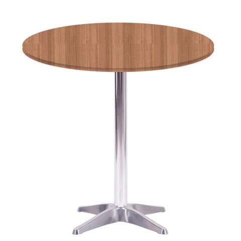 Mesa Delta em Alumínio 75 Cm (alt) Base em X Tampo Mdp Redondo 80 Cm (larg) X 2,50 Cm (alt) Noce