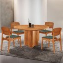 Ver imagem 1 de Mesa com 4 Cadeiras Selene Malta Gold Moderna Mobília Jade / Imbuia Nat.