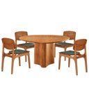 Ver imagem 2 de Mesa com 4 Cadeiras Selene Malta Gold Moderna Mobília Jade / Imbuia Nat.