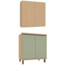 Ver imagem 1 de Kit Armário Aéreo e Balcão 100% MDF 80 cm 2 Portas Lótus Carvalho