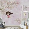 Papel de parede menina no balanço infantil rosa para quarto de bebê M² PP76 - 4
