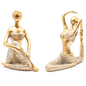 Kit 2 Bailarina Estátua Decorativa Yoga Enfeite Casa Sala Estatueta Decoração Menina Ginasta Ballet 