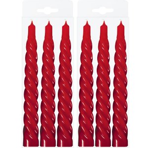 Kit 6 Vela Espiral Decoração Natalina Vermelha Torcida 20cm
