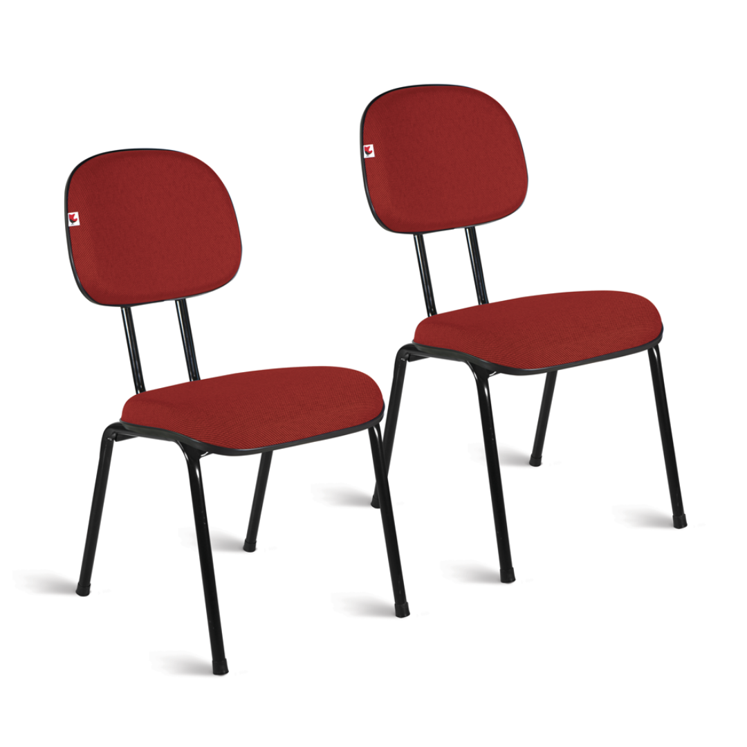 Cadeira Secretária Pé Palito Kit 2 Tecido Vermelho - 1