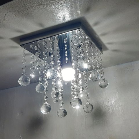 Lustre para Sala de Cristal Legítimo K9 Base Inox 20x20 Cm 25 Cm Altura Soq E27 - Transparente