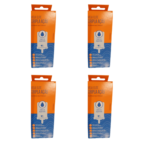 Kit 04 Un Vela Filtro Barro Carvão Ativado Elite Tripla Ação