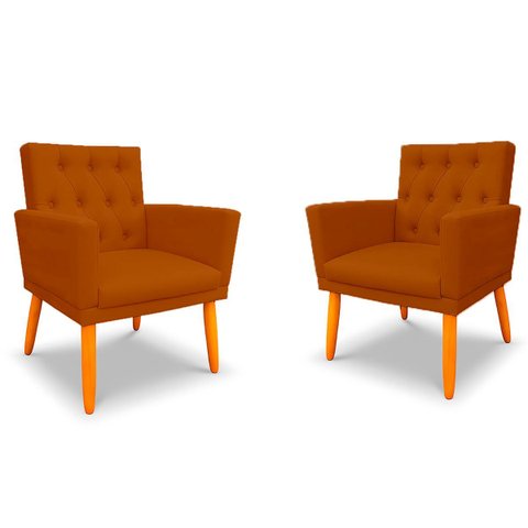 Kit 2 Poltronas Cadeira com Capitonê para Sala Clássica e Confortável em Suede