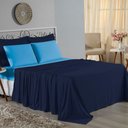 Ver imagem 1 de Jogo de Cama Casal Viúva Nobre 4 Peças Malha 100% Algodão - Azul-marinho / Turquesa