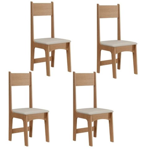 Kit 4 Cadeiras Delta – Courino Revestido Estrutura 100% Mdf Mel/savana – Sonetto