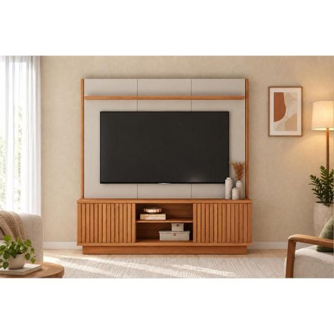 Home Rack Painel p/ TV 75 pol Ravenna 180cm Canela/White Linea