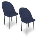 Ver imagem 1 de Kit 2 Cadeiras Poltrona de Jantar Ariel Suede Azul Marinho Pés de Ferro Preto - Pallazio