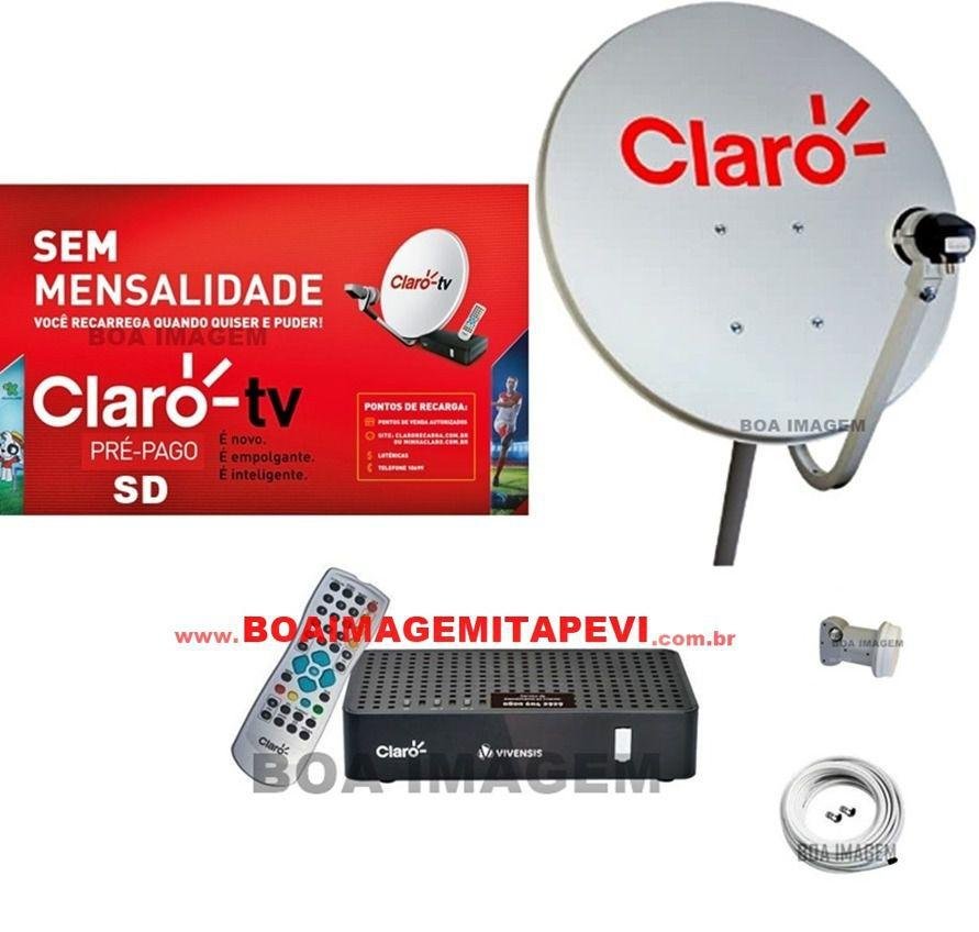 Antena parabólica 60 cm Claro Tv Pré-Pago  com  1 Recepitor Digital Visiontec SD