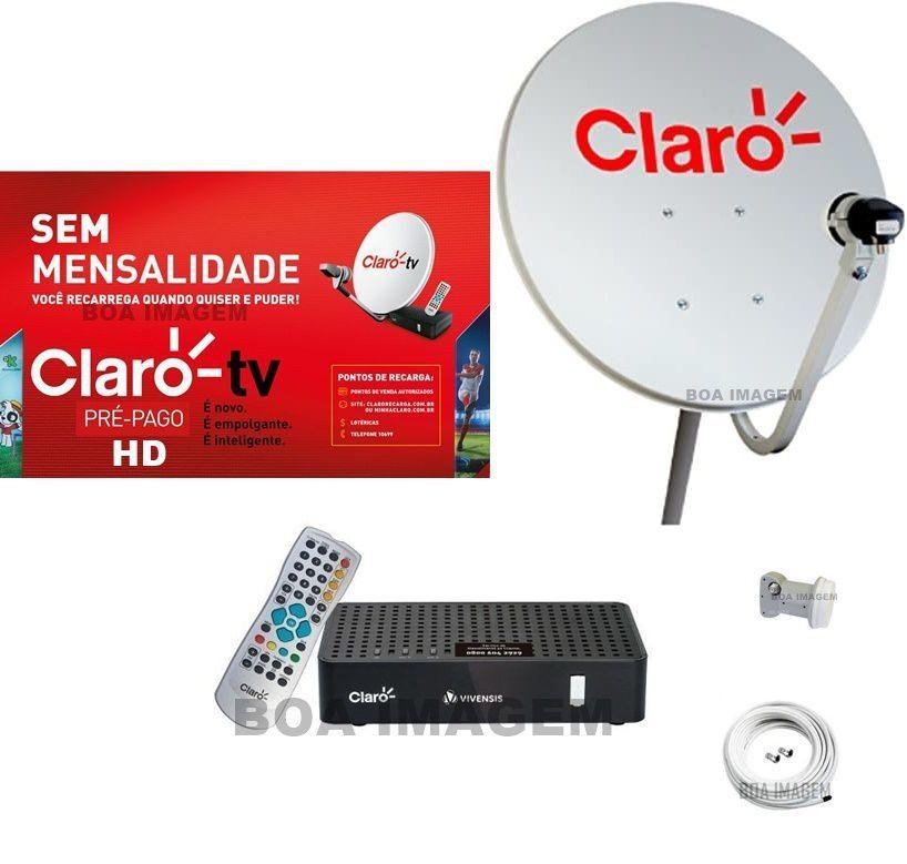 Antena parabólica 60 cm Claro Tv Pré-Pago  com  1 Recepitor Digital Visiontec HD