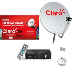 Antena parabólica 60 cm Claro Tv Pré-Pago  com  1 Recepitor Digital Visiontec HD - 1