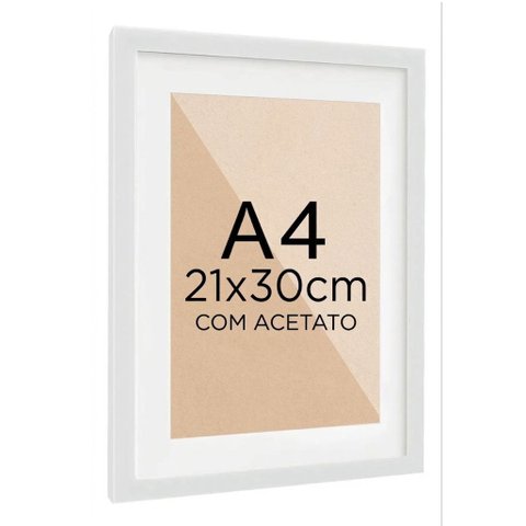 Moldura Quadro Tradicional com Acetato e Paspatur para Foto A4 21x30cm