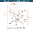 Ver imagem 6 de Cadeira de Escritório Diretor Valencia Fratini Composê Pu Preto Tecido Grafite Base Cromada
