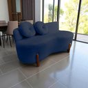 Ver imagem 1 de Namoradeira Sofá Feijão Lounge Orgânica Veludo Azul Marinho