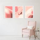 Ver imagem 2 de Kit 3 Quadros Abstratos Rosa 45x34cm - com vidro:Madeira branca