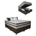 Ver imagem 1 de Cama Box Baú Casal Queen Gazin Colchão Molas Ensacadas Pillow Top Love Story 158x198x71cm Branco/
