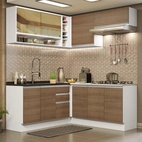 Cozinha Completa 349002 Com Armário E Balcão Branco/Rustic