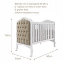 Ver imagem 6 de Dormitório Encanto Guarda Roupa, Cômoda e Berço Harmonia Branco com Capitonê e Colchão Supreme