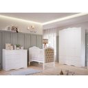 Ver imagem 2 de Dormitório Encanto Guarda Roupa, Cômoda e Berço Harmonia Branco com Capitonê e Colchão Supreme