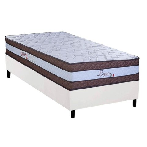 Cama Box Solteiro: Colchão Molas Masterpocket Ensacadas Paropas Legacy White + Base Crc Corano