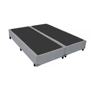 Base Cama Box Bipartido King Size Couro Sintético Cinza 40x193x203