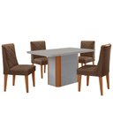 Ver imagem 2 de Mesa de Jantar Isadora 120cm Tampo MDF Vidro com 4 Cadeiras Veludo Marrom Naturale Serigrafia Off